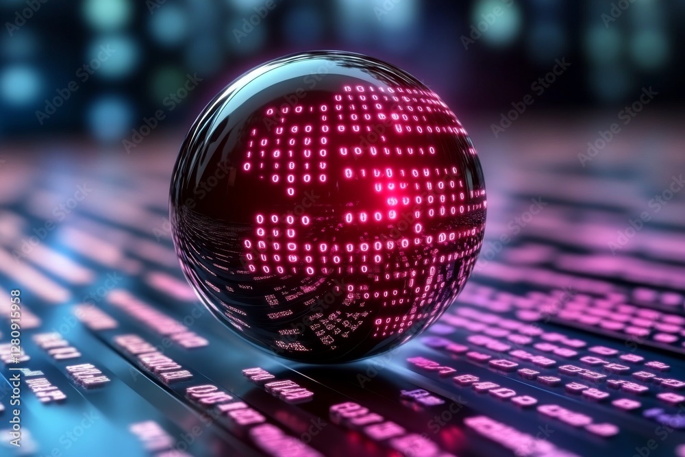 Aufkleber Data science abstract vector background 3D sphere cloud server Machine learning technology