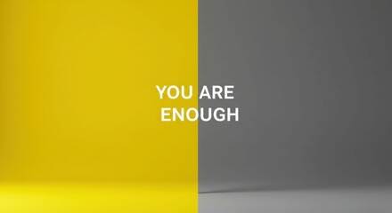 Motivational message on yellow and gray background