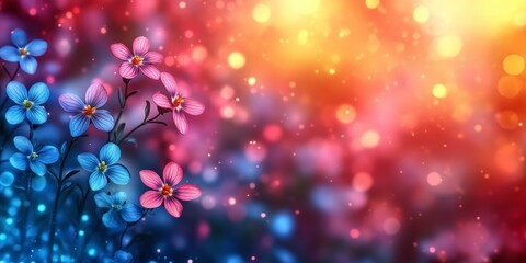 Memorial day background. Independence day background. Red and Blue USA flag color palette Floral Background with Soft Bokeh Effect – Dreamy Nature Abstract