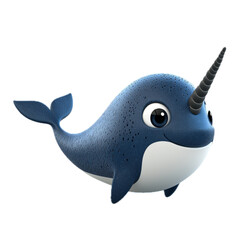 Fototapeta premium Cute Cartoon Narwhal with a Cheerful Expression