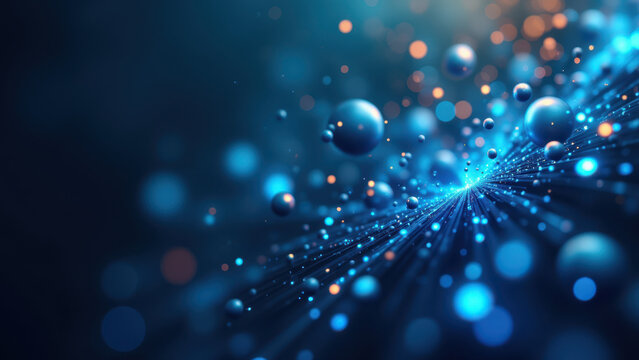 A futuristic depiction of a microscopic view with particles resembling neurons or synapses, possibly representing Semaglutide's effect on insulin.