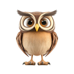 Fototapeta premium Cute Cartoon Owl with Big Eyes and Soft Feathers