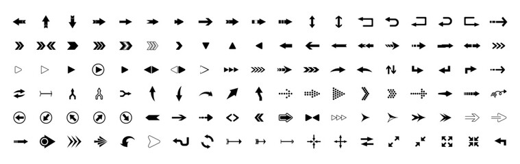 Black arrow icon collection. Set of arrow button. Arrow direction icon collection. Set of interface arrow icons
