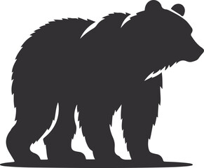 Bear Silhouette Vector Art Illustration On Solid White Background