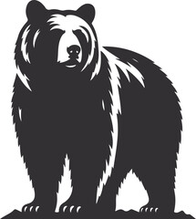 Fototapeta premium Bear Silhouette Vector Art Illustration On Solid White Background