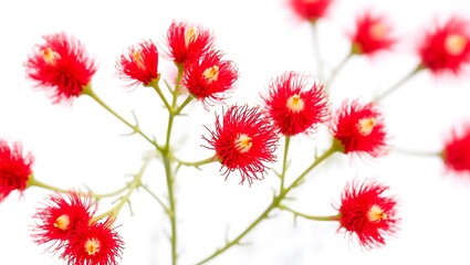"Stunning Bottlebrush Flowers on a Pristine White Background"