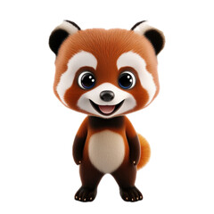 Fototapeta premium Cute cartoon red panda character with big eyes