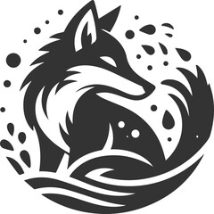 A fox shaking off water after a swim animal vector silhouette