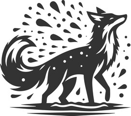 A fox shaking off water after a swim animal vector silhouette