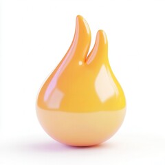 A smooth, stylized flame-shaped sculpture in vibrant orange and yellow hues, evoking a sense of warmth and creativity.