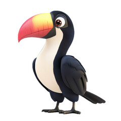 Fototapeta premium Colorful Cartoon Toucan with Big Beak and Charming Eyes