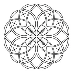 Football Mandala Coloring Page: Intricate Line Art Design for Relaxation & Creativity, Sports Themed Printable Activity for Adults & Kids