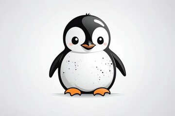 Naklejka premium Minimalist Logo Featuring a Cute Penguin on a White Background in Black and White Style