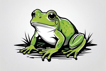 Minimalist Logo Featuring a Frog on a White Background, Crafted in Vibrant Colors