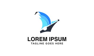 premium pen logo with unique sailing ship