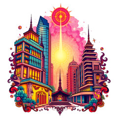 Obraz premium vector illustration of city