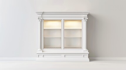 white display cabinet with lights