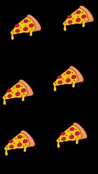 vector illustration of a set of pizza slices isolated on black