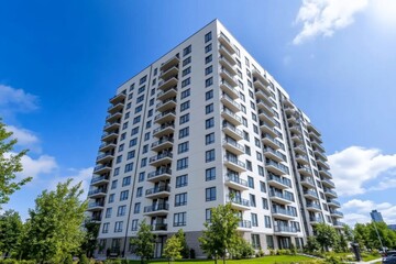 Exterior of contemporary high-rise apartment building Condominium