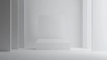 Minimalist White Cube Stage: A Clean and Simple 3D Render