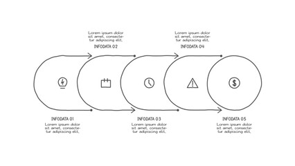 Doodle infographic elements with 5 options. Vector business template for presentation