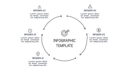 Doodle infographic elements with 5 options. Vector business template for presentation
