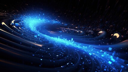 Obraz premium A Stunning Visualization of a Dynamic Cosmic Spiral Filled with Vibrant Blue Particles