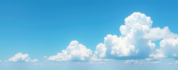Soft white clouds drift lazily across a brilliant blue sky, clouds, calming scene