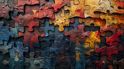 Colorful puzzle pieces creating intriguing and abstract design