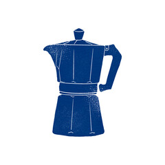 Antique blue coffee pot with a vintage design in a kitchen setting moka pot