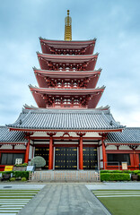 The five storey pagoda of Senso-ji temple in Tokyo