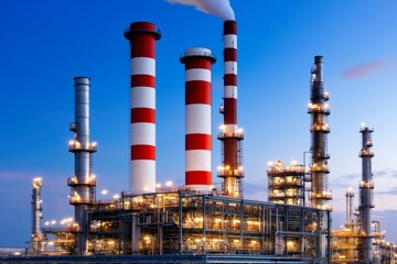 Fototapeta premium exterior tube of petrochemical plant and oil refinery for produc