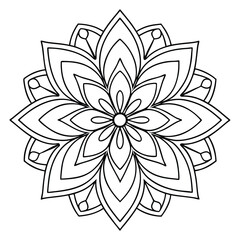 Mandala Flower Coloring Page: Intricate Floral Design, Geometric Pattern, Spiritual Art, Printable Relaxation Activity for Adults and Kids