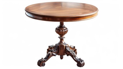 antique round wooden table with carved legs