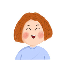 Cute chubby girl of happy face with smile Illustration