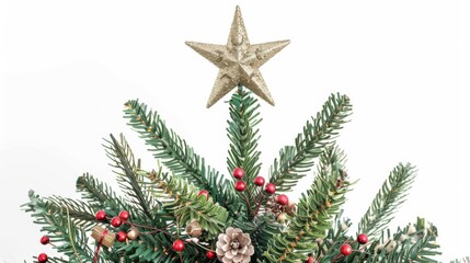 golden star tree topper on a Christmas tree