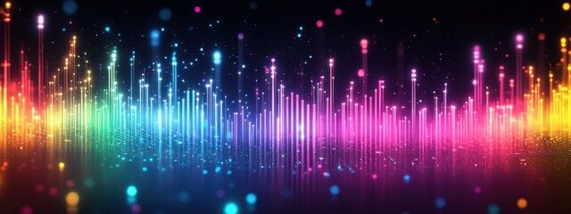 Vibrant Rainbow Light Trails Abstract Background Digital Art