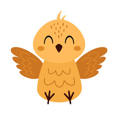 Boho chicken clipart. Cute Easter chick in cartoon flat style. Hand draw vector illustration