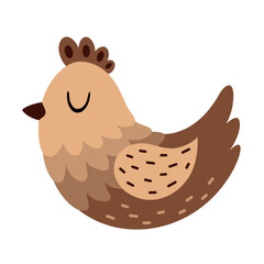 Boho hen clipart. Cute Easter chicken in cartoon flat style. Hand draw vector illustration