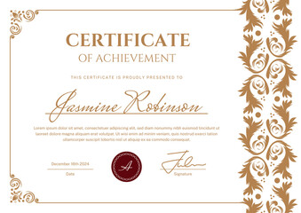 Elegant classy certificate with elegant text and decorative floral, editable text