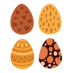 Boho Easter egg clipart. Happy Easter clipart in cartoon flat style. Hand draw vector illustration