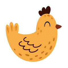 Boho hen clipart. Cute Easter chicken in cartoon flat style. Hand draw vector illustration