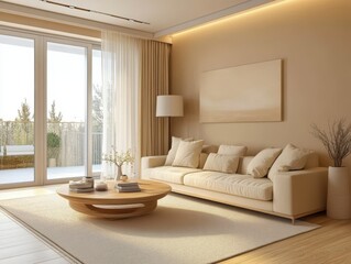 Modern living room featuring furniture and a patio door