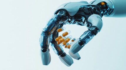 Robotic Hand Carefully Holding Several Capsules