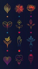 Floral and Abstract Icons for Empowerment Themes, International Womens Day