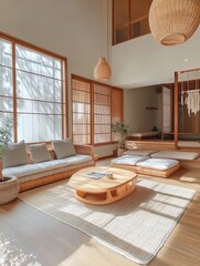 A bright and airy living room with minimal furniture design