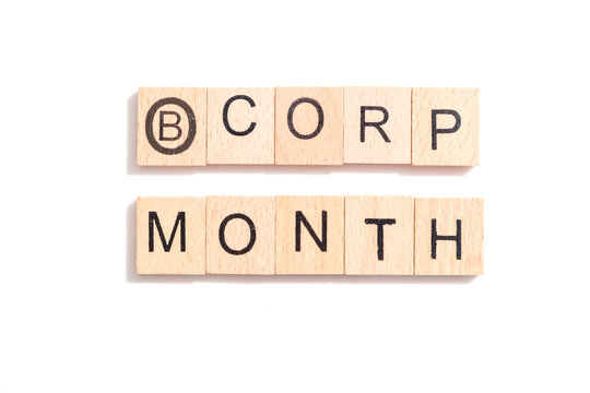 BCorp Month written in wooden tiles 