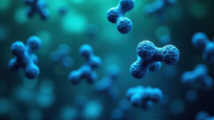 This image depicts a microscopic view of semaglutide particles with their structure highlighted by blue coloring against a dark background, showcasing scientific research or medicinal properties.