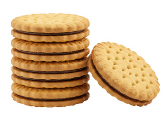 Isolated Stack of Sandwich Cookies with Cream