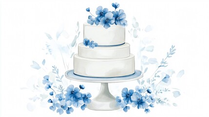 Three-Tiered Cake Watercolor Painting for Events and Occasions